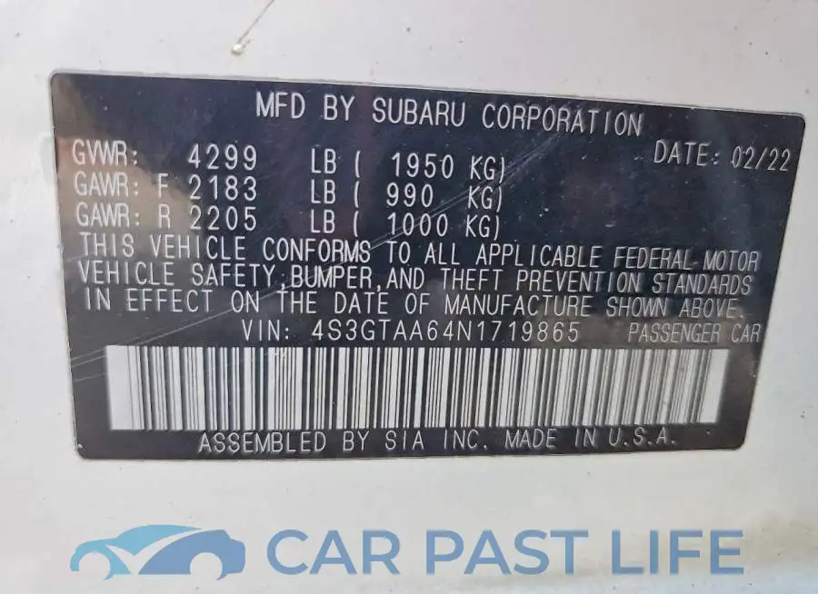 4S3GTAA64N1719865# 12