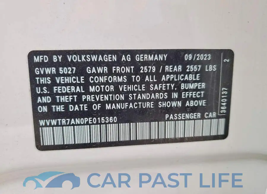 WVWTR7AN0PE015360# 12