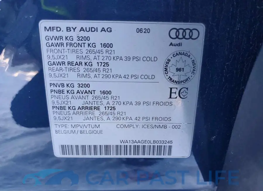 WA13AAGE0LB033245# 13