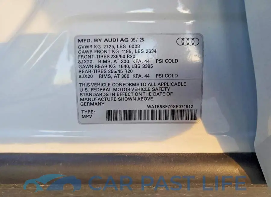 WA1B5BFZ0SP071912# 13