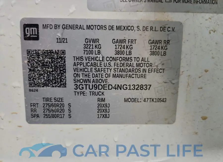 3GTU9DED4NG132837# 12