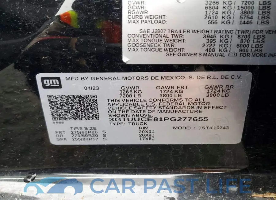 3GTUUCE81PG277655# 12