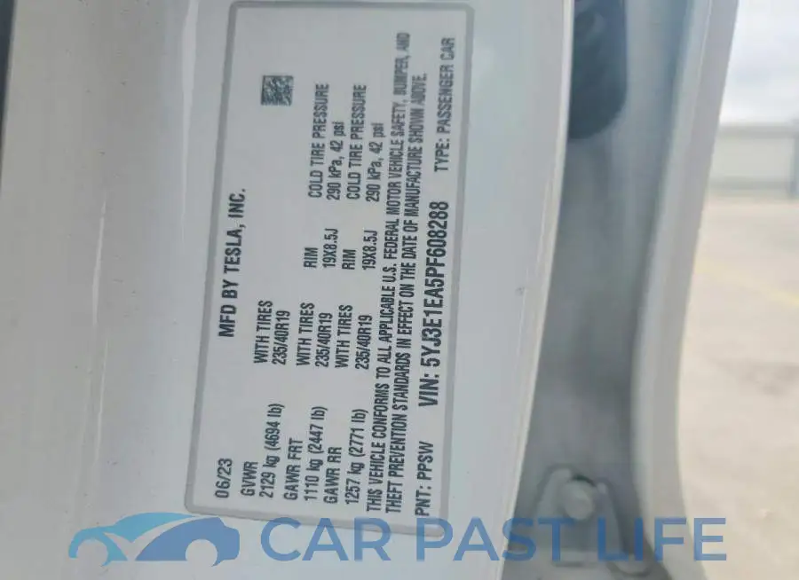 5YJ3E1EA5PF608288# 12
