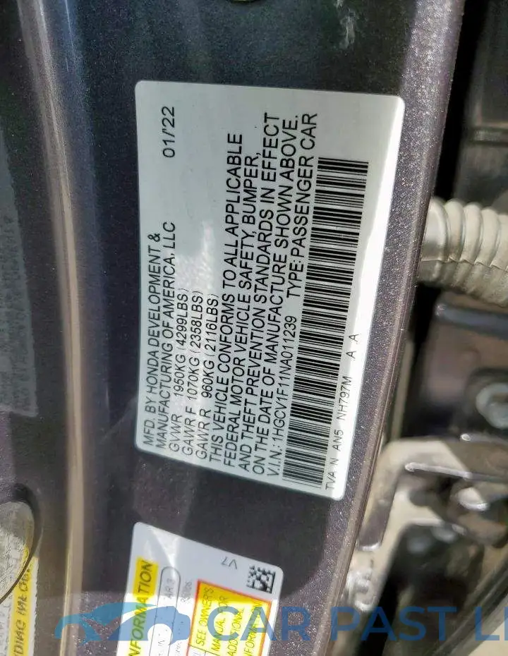 1HGCV1F11NA011239# 13