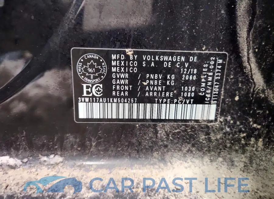 3VW117AU1KM504257# 12
