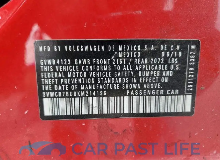 3VWCB7BU8KM214196# 12