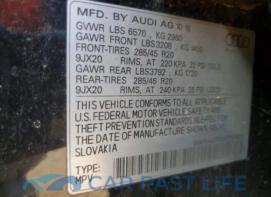 WA1VAAF76HD001939# 13