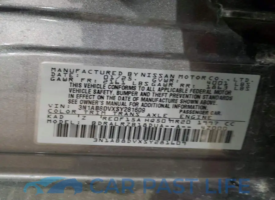 3N1AB8DVXSY281609# 12