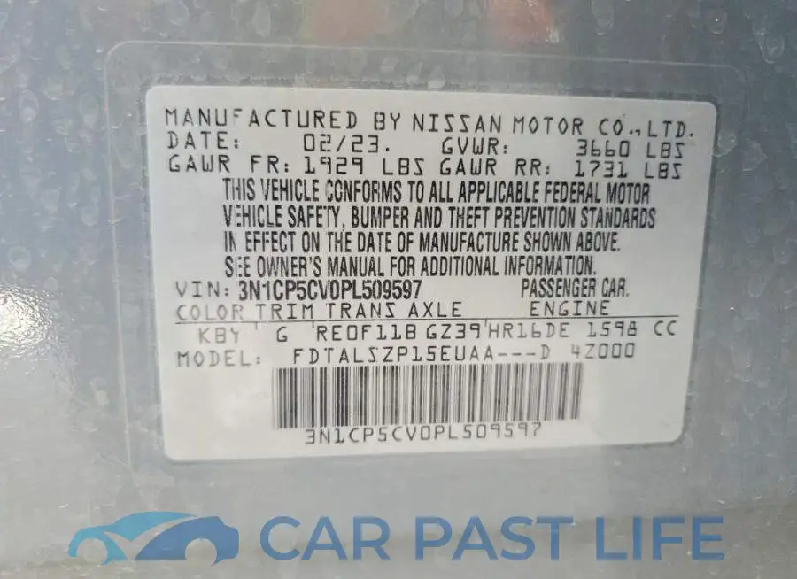 3N1CP5CV0PL509597# 13