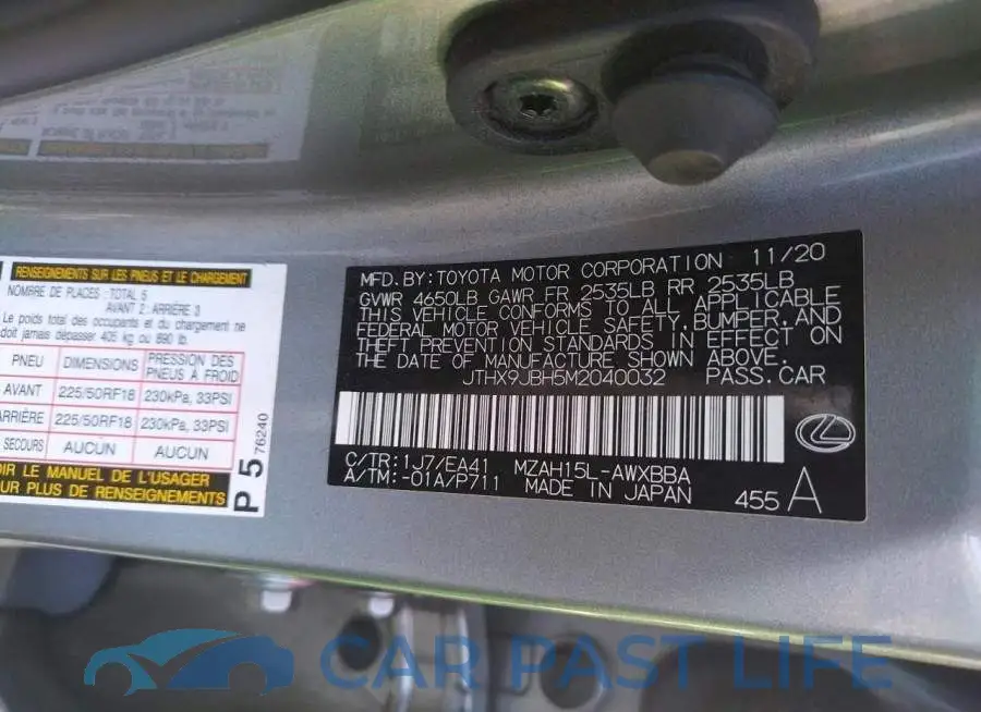 JTHX9JBH5M2040032# 13
