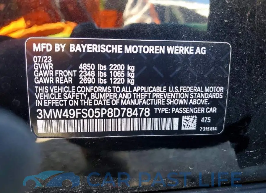 3MW49FS05P8D78478# 12
