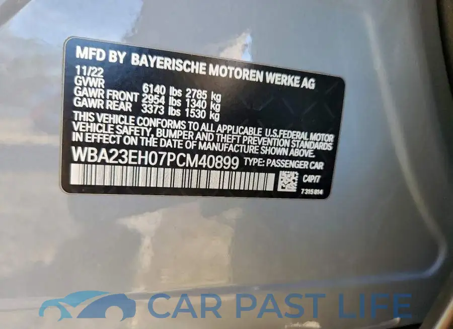 WBA23EH07PCM40899# 12