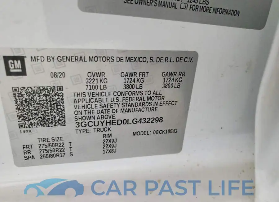3GCUYHED0LG432298# 12