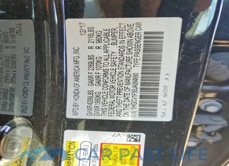 1HGCV1F50JA064690# 12