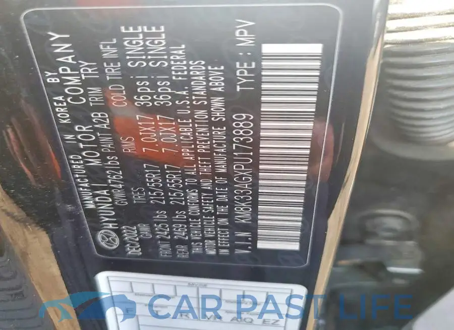 KM8K33AGXPU173889# 12