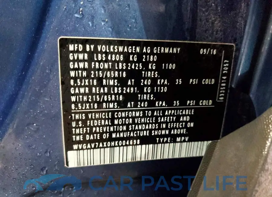 WVGAV7AX0HK004698# 13