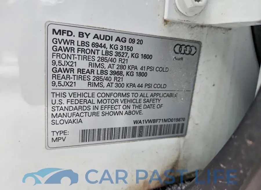 WA1VWBF71MD015670# 12