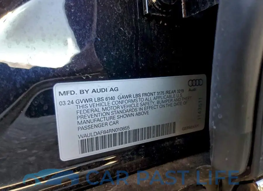 WAULDAF84RN010855# 12