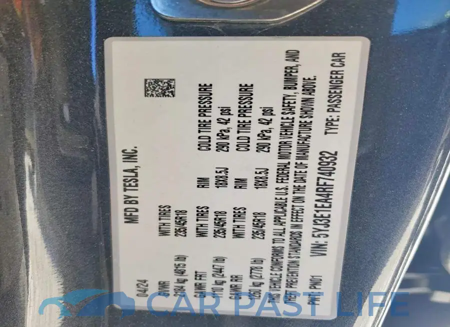 5YJ3E1EA4RF740932# 12