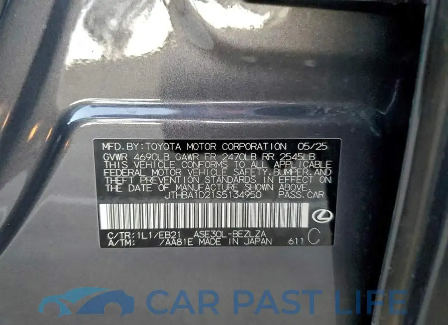 JTHBA1D21S5134950# 12