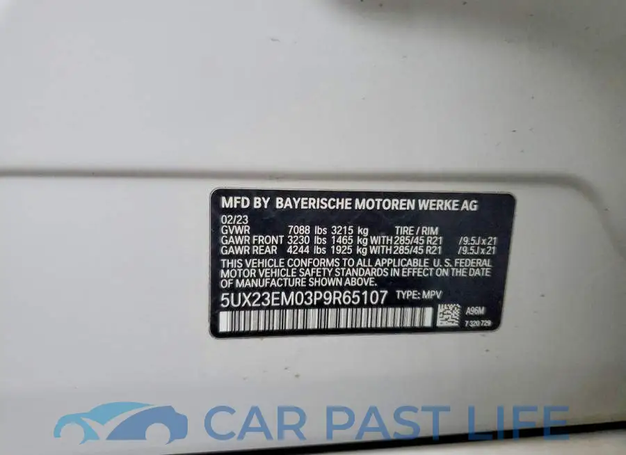 5UX23EM03P9R65107# 13