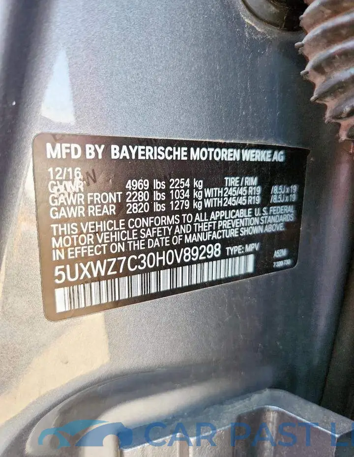 5UXWZ7C30H0V89298# 12