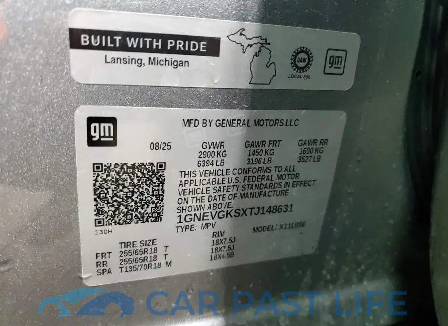 1GNEVGKSXTJ148631# 13