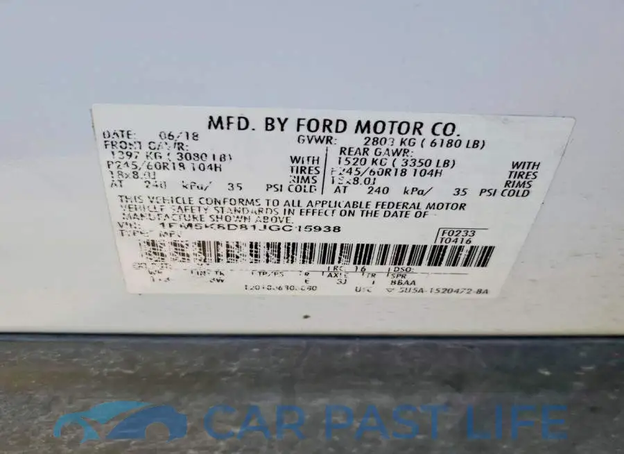 1FM5K8D81JGC15938# 13