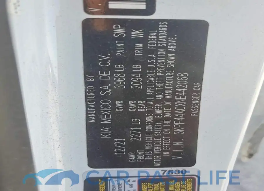 3KPF44ACXNE442068# 13