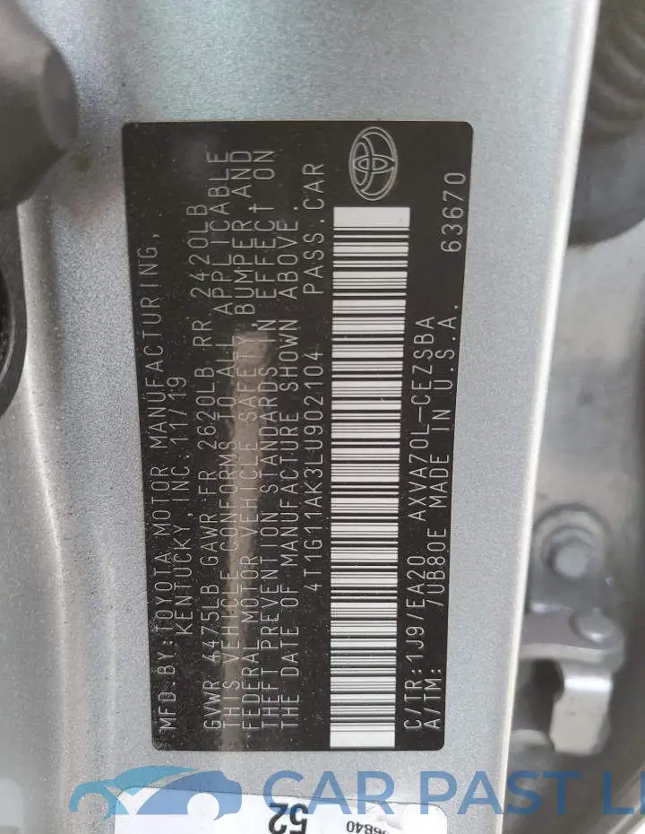 4T1G11AK3LU902104# 12