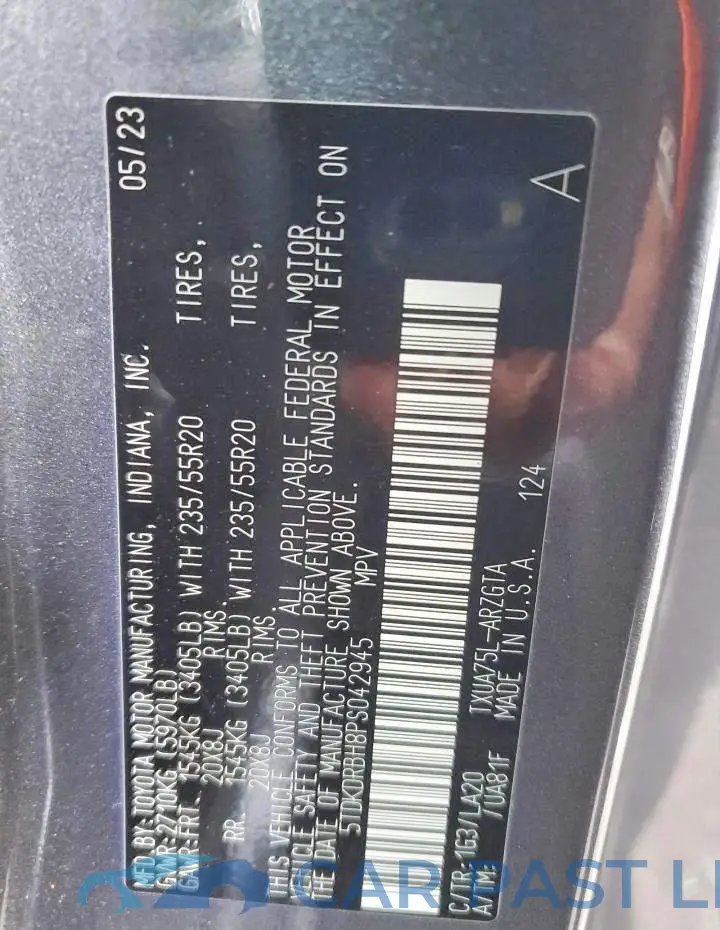 5TDKDRBH8PS042945# 14