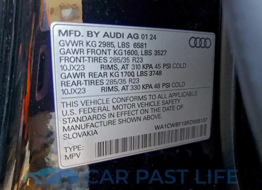 WA1CWBF10RD008137# 12