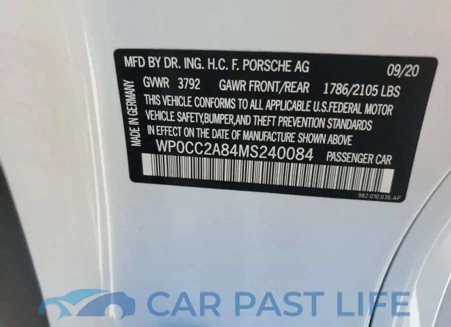WP0CC2A84MS240084# 13