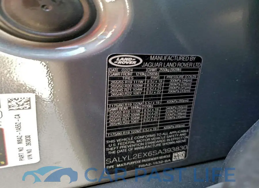 SALYL2EX6SA393830# 14
