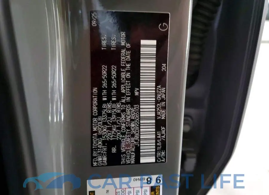 JTJVBCDX9S5065103# 14