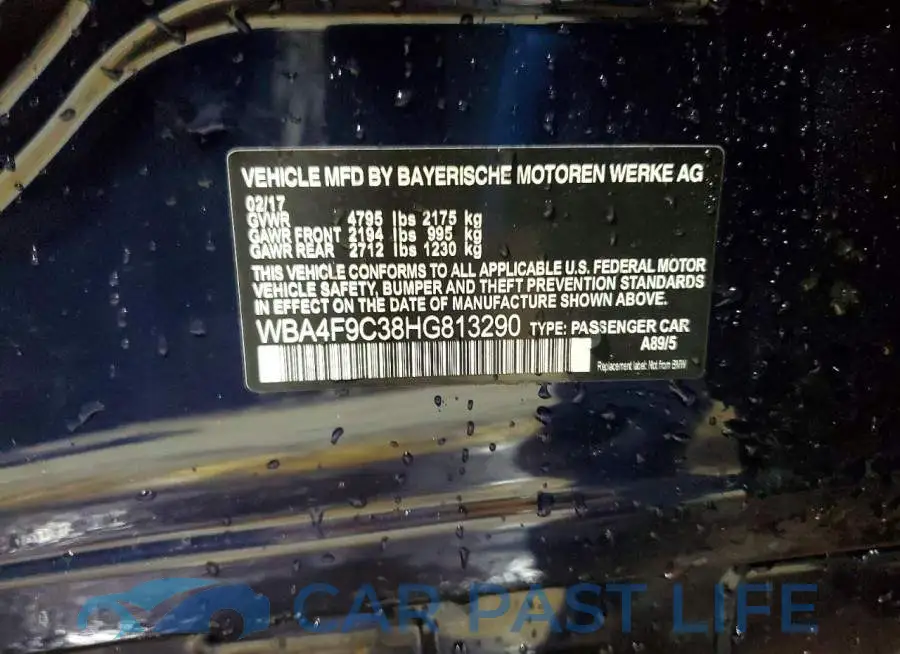 WBA4F9C38HG813290# 12