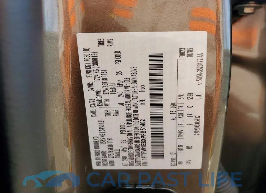 1FTFW1E8XPFB51402# 12