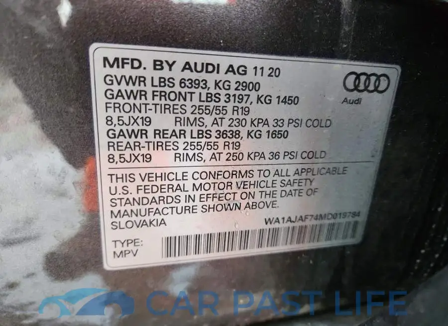 WA1AJAF74MD019784# 13