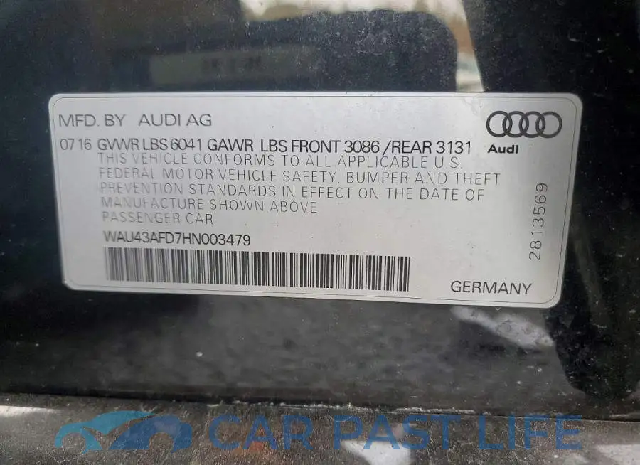 WAU43AFD7HN003479# 12