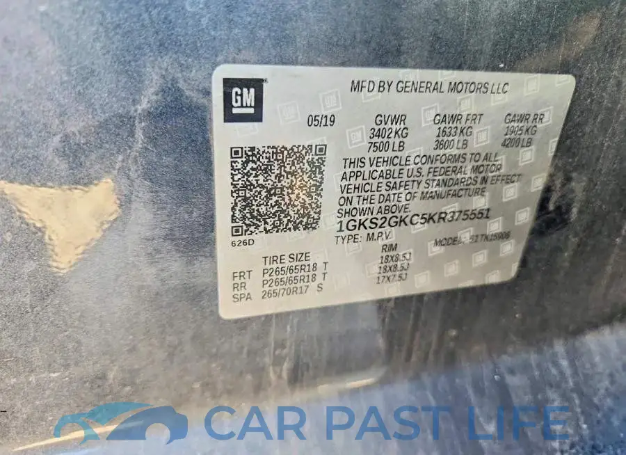 1GKS2GKC5KR375551# 13