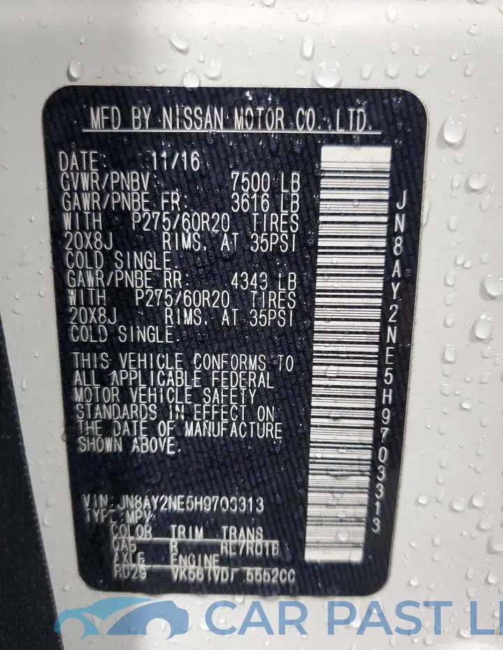 JN8AY2NE5H9703313# 13