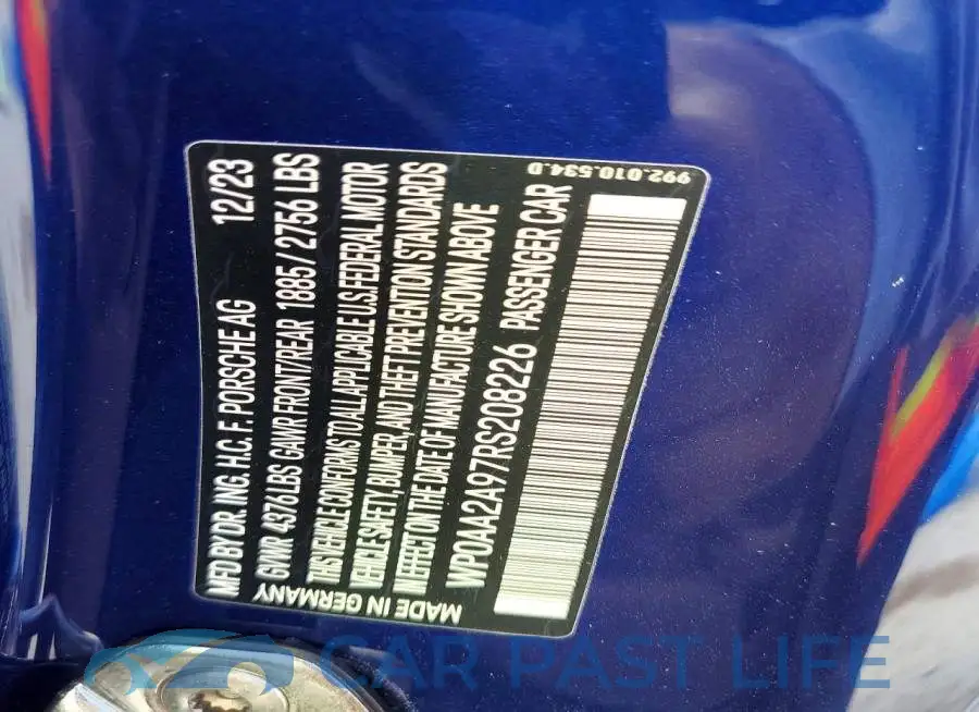 WP0AA2A97RS208226# 12
