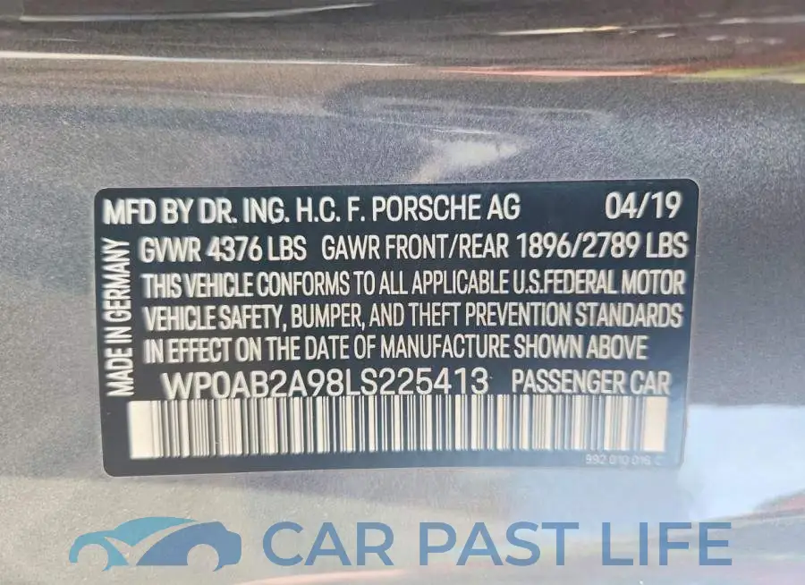 WP0AB2A98LS225413# 12