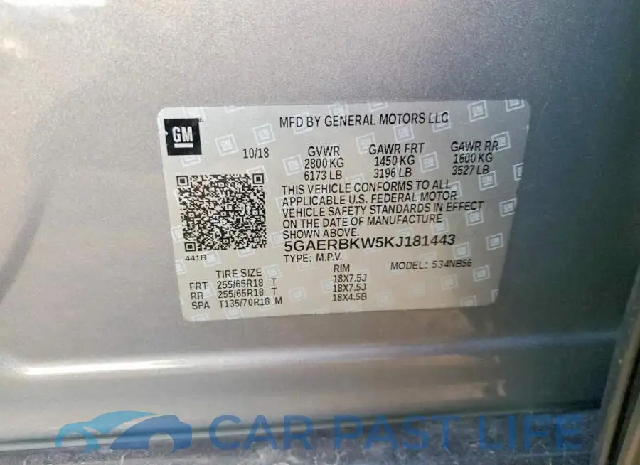 5GAERBKW5KJ181443# 13