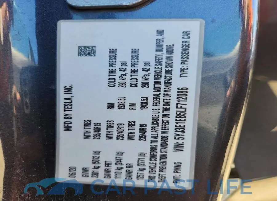 5YJ3E1EB5LF712086# 12