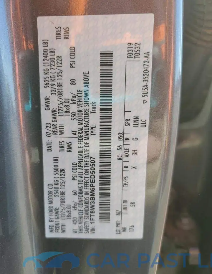 1FT8W3BM6PED50507# 12