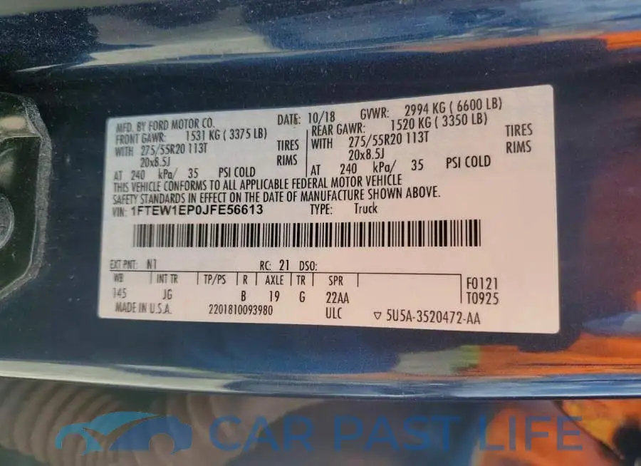 1FTEW1EP0JFE56613# 12
