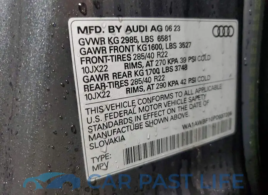 WA1AWBF10PD037206# 12