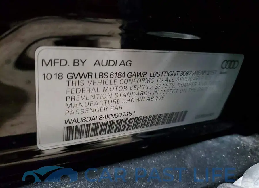 WAU8DAF84KN007451# 12