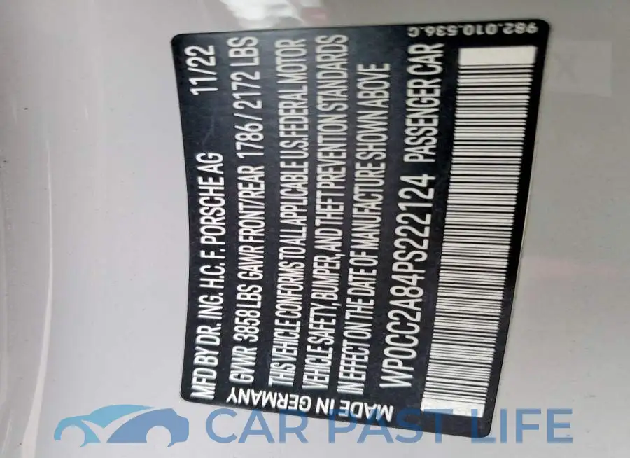 WP0CC2A84PS222124# 12